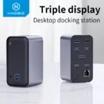 HUB chuyển đa năng Hagibis USB C Docking Station Triple display Type C to 4K HDMI-compatible VGA DP USB 3.0 HUB RJ45 3.5mm PD for PC Windows MacOS