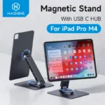 Đế giữ iPad tích hợp HUB chuyển và mở rộng đa năng Hagibis Magnetic Stand for iPad Pro M4 2024 11inch 13inch with Hub Tablet Docking Station 360° Adjustable Mount Foldable Holder