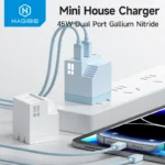 Củ sạc nhanh đa năng Hagibis 45W GaN USB C Charger PD PPS Fast Charger Mini House Travel Dual Ports Charger for iPhone 16 Pro Max/15/14 iPad MacBook