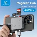 HUB chuyển và mở rộng đa năng Hagibis Magnetic USB C Hub Type-C Multiport Adapter Docking Station 4K HDMI 100W PD For Macbook iPhone 16/15 Pro Thunderbolt 4