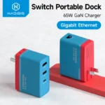 Dock sạc tích hợp HUB chuyển đa năng Hagibis Switch Portable Dock 65W GaN Fast charger 4K Gigabit Ethernet TV Docking station power supply for Nintendo Switch/OLED
