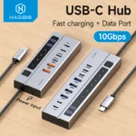 HUB chuyển và mở rộng đa năng Hagibis USB C HUB Type-C Docking Station Individual On/Off Switches With LED Display 10Gbps USB C Splitter for Macbook Pro Air