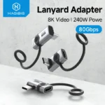 Bộ đầu chuyển đa năng Hagibis 240W USB C to C Adapter with Lanyard 80Gbps 90 Degree Converter 8K Video USB4 Adapter for MacBook iPhone 16 Pro Tablet